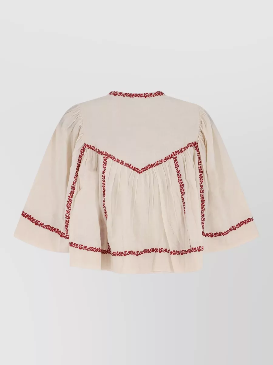 Isabel Marant Etoile Embroidered Short-Sleeve Blouse