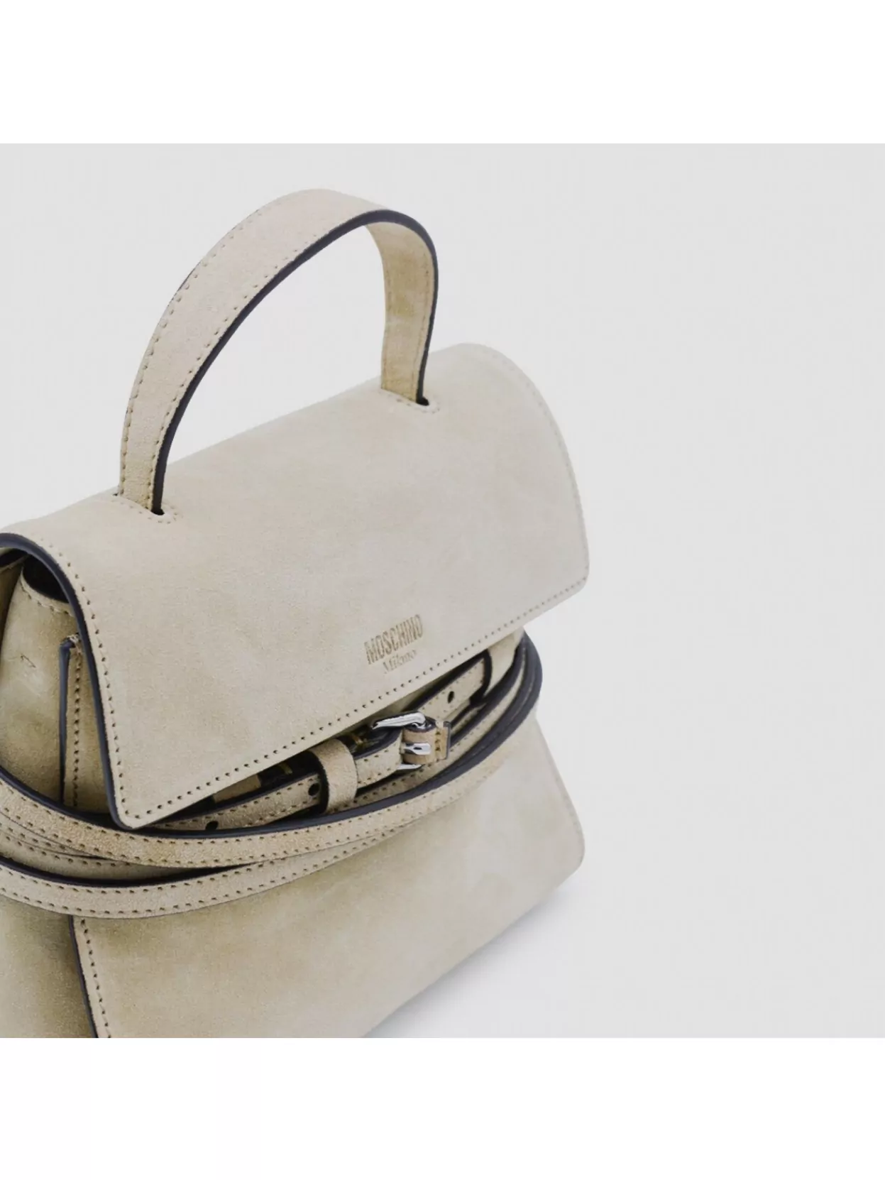 Moschino Suede Shoulder Bag Adjustable Strap