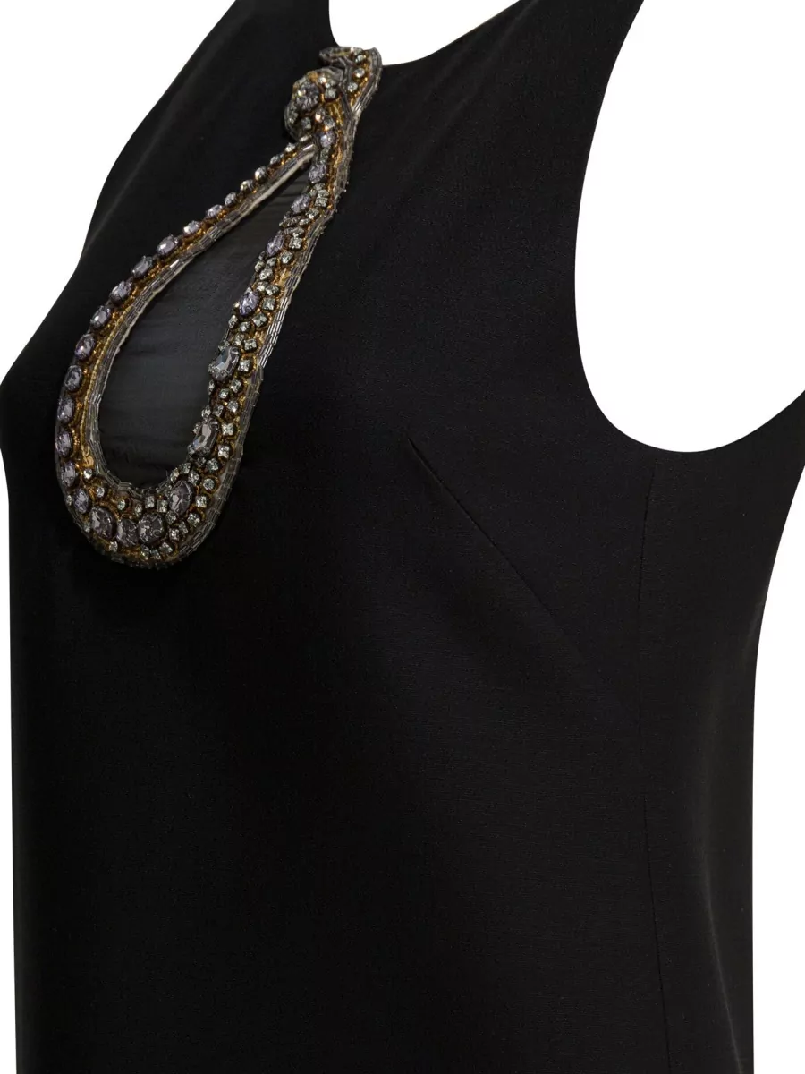 Valentino Wool Silk Embroidered Sleeveless Mini Dress