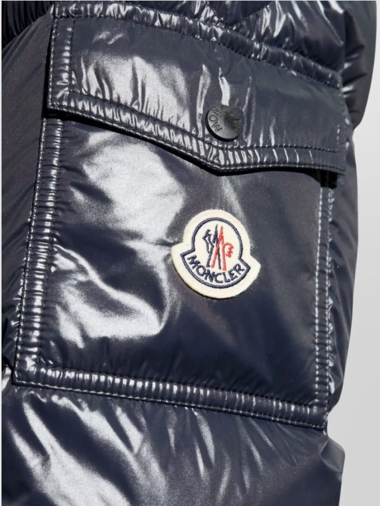 Moncler High Collar Quilted Jacket With Shiny Finish