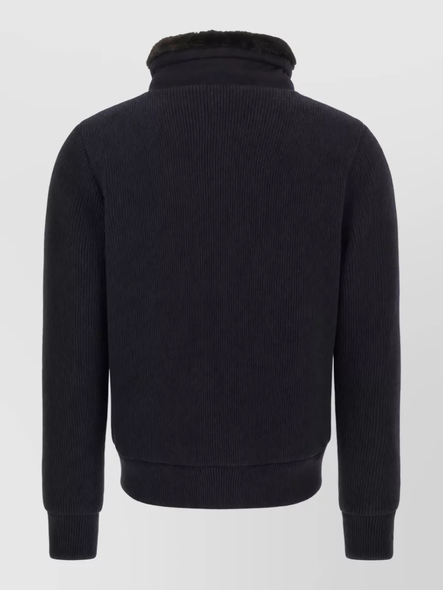 Moorer Cashmere Wool Ribbed Bomber Jacket