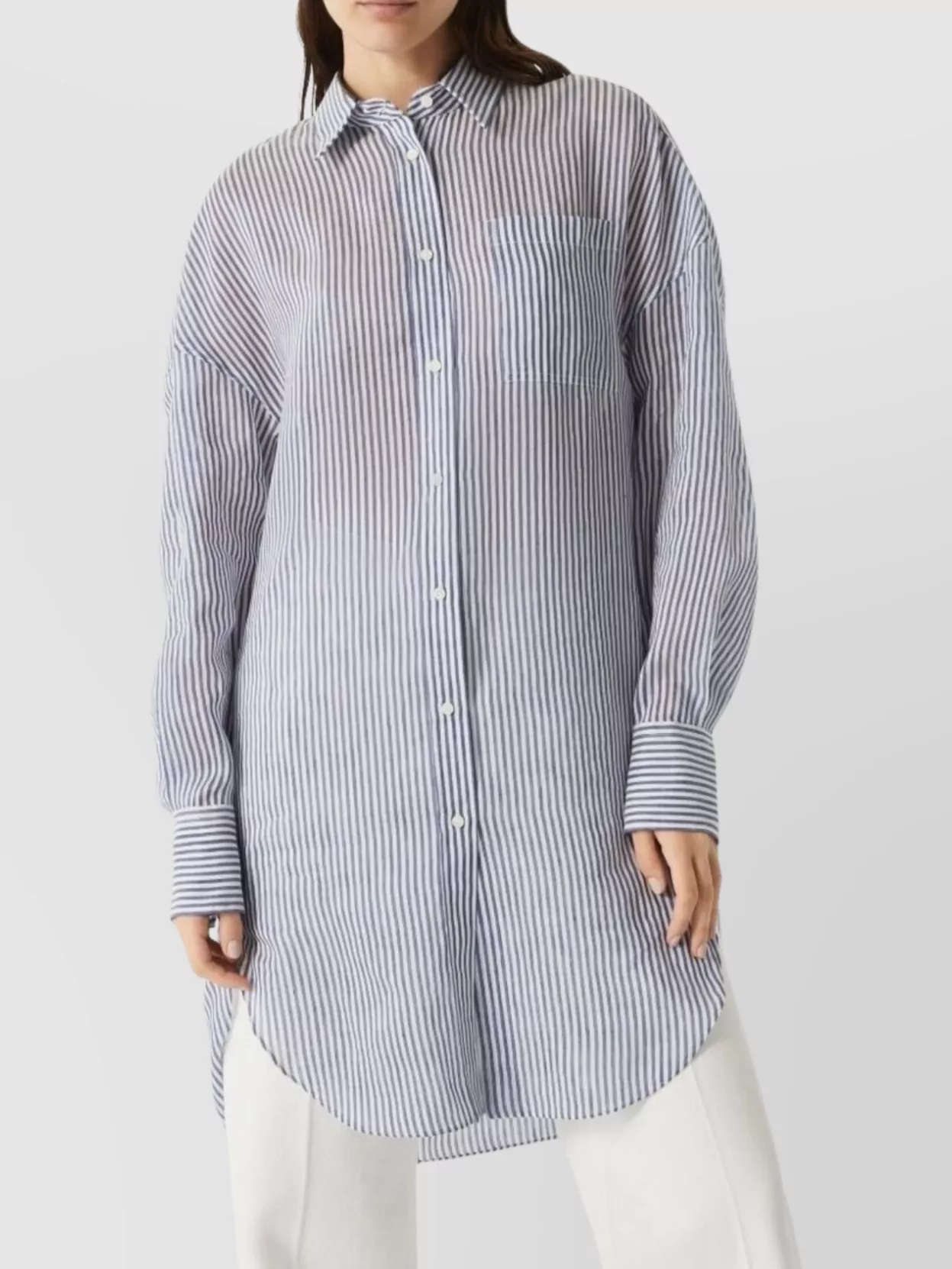 Brunello Cucinelli Vertical Striped Linen Shirt