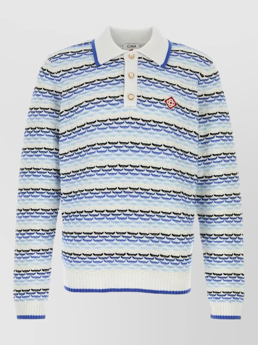 Casablanca cotton long-sleeve polo shirt