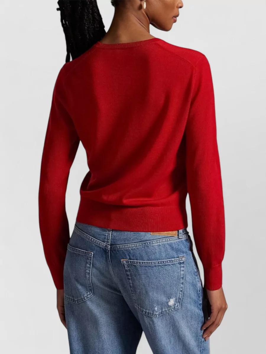 Ralph Lauren Logo Crew Neck Knit Sweater Long Sleeves