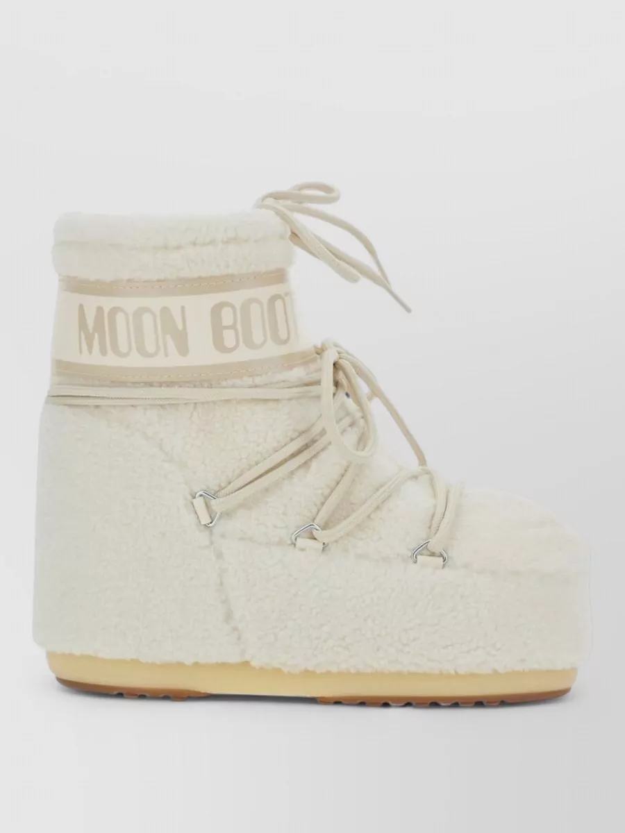 Moon Boot Shearling-Effect Logo-Print Snow Boots