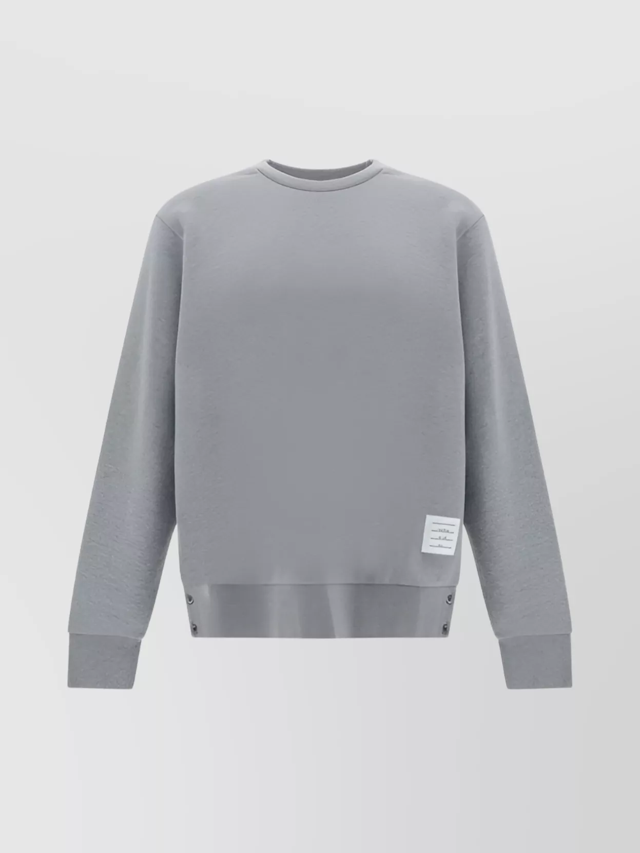 Thom Browne Crew Neck Cotton Sweatshirt With Buttoned Cuffs In Gray