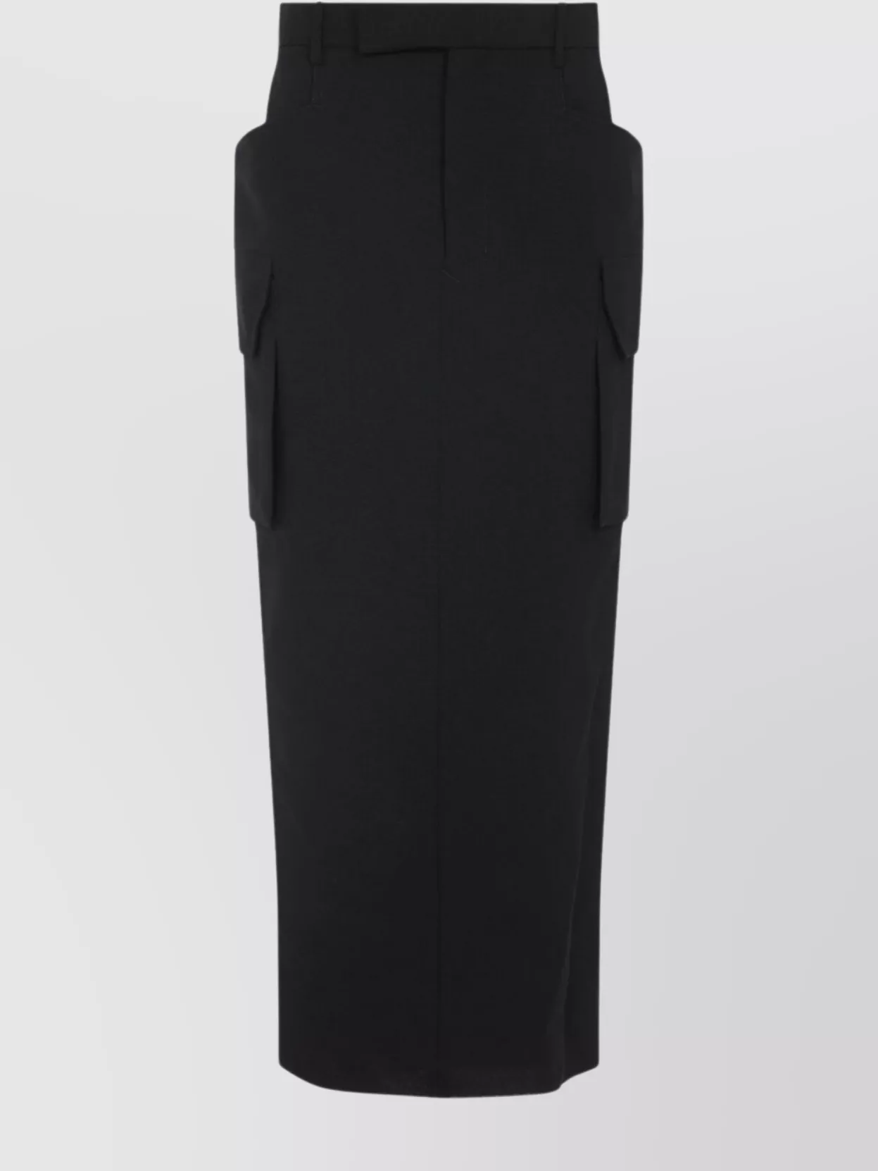 Rick Owens Firbanks Virgin Wool Twill Cargo Skirt In Black