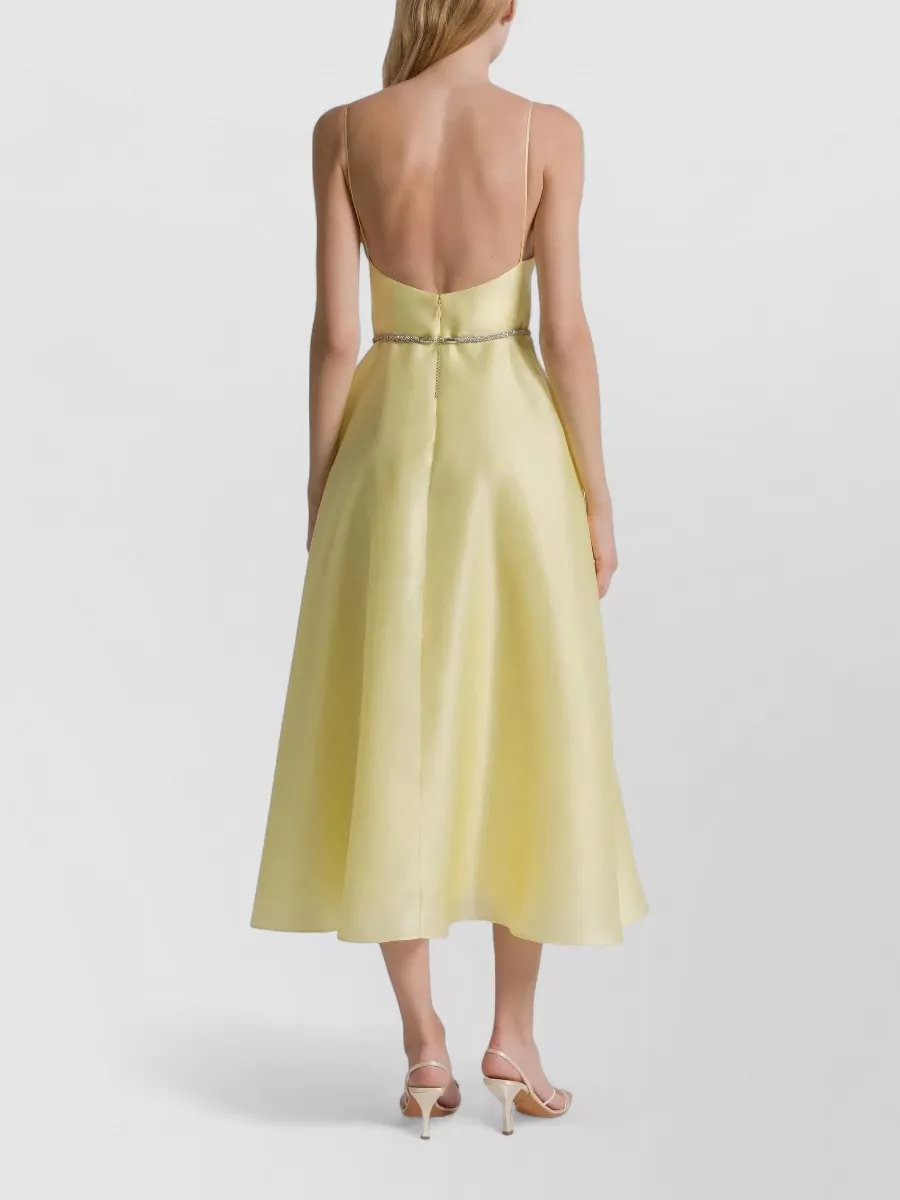 Alberta Ferretti Dress V Neckline Fitted Bodice Flared Skirt