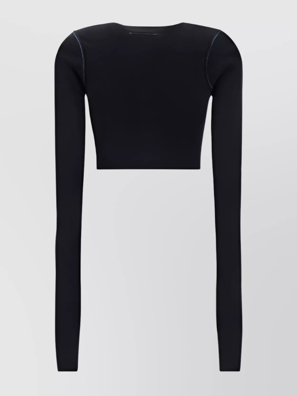 Mm6 Maison Margiela Ribbed Cropped Cardigan Piping In Blue