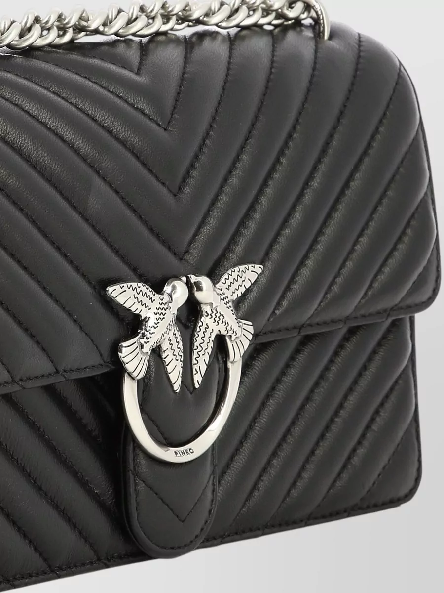 Pinko Chevron Quilted Crossbody Bag Chain Strap