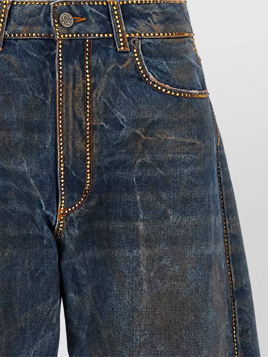 Giuseppe Di Morabito Rhinestone Wide-Leg Denim Jeans