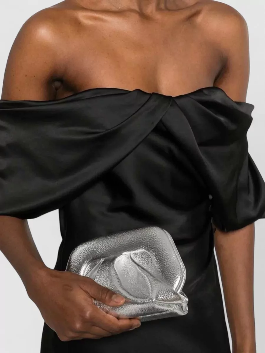Themoiré Bios Small Vegan Leather Gathered Clutch Bag