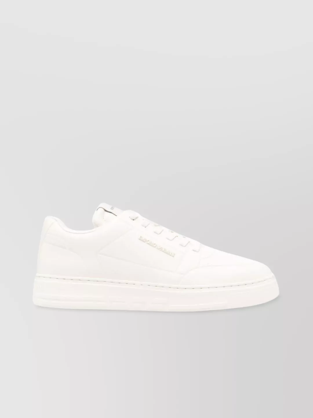 Emporio Armani Leather Sneakers With Embossed Logo Detail