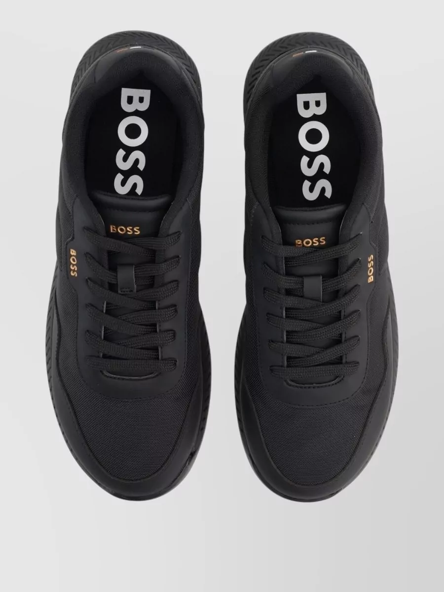 Boss Round Toe Sneakers Featuring Rubber Sole Design