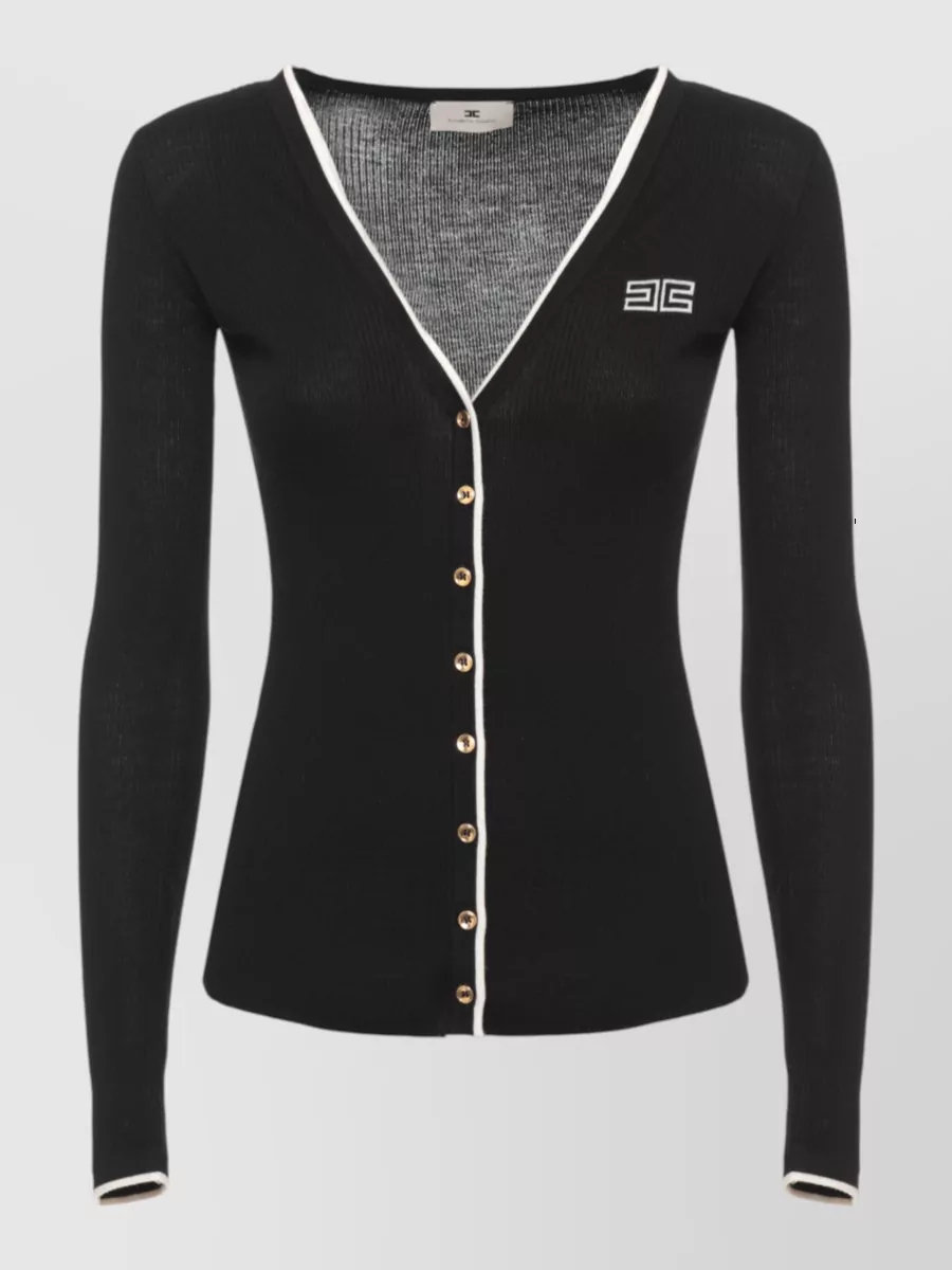 Elisabetta Franchi ribbed wool crewneck cardigan