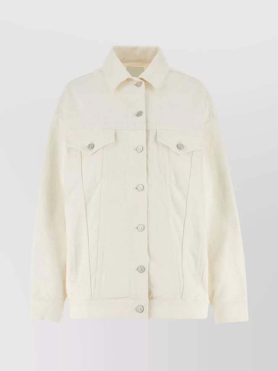 Shop Givenchy Denim Oversize Jacket With Adjustable Hemline Straps In Beige