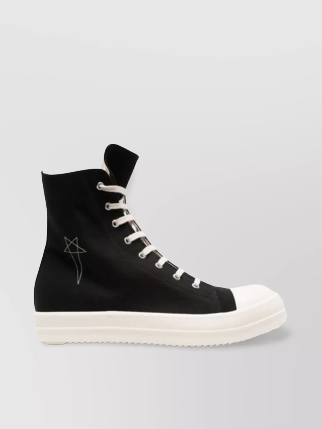 Rick Owens Drkshdw Denim High-top Sneakers Shark-tooth Soles In Black