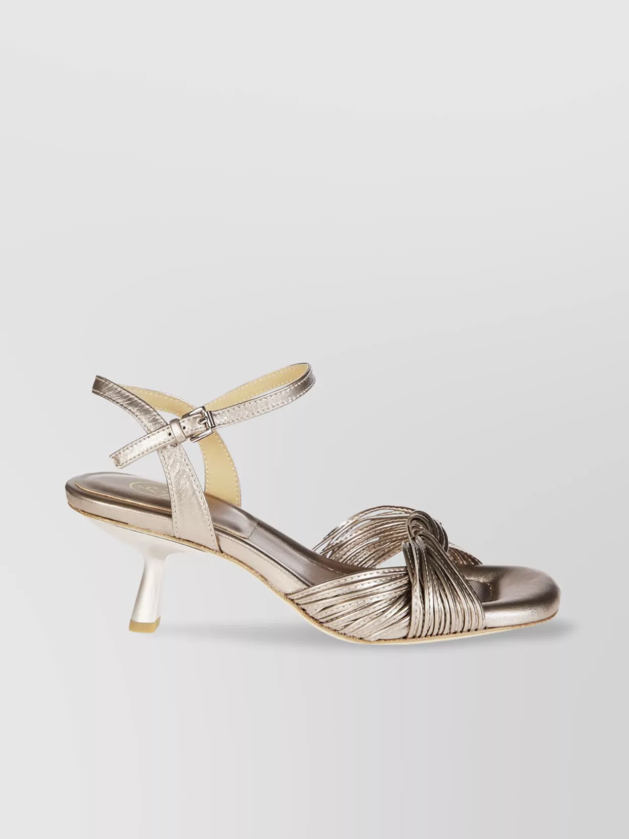 Ash Knotted Metallic Mid Heel Open Toe Sandals In Neutral