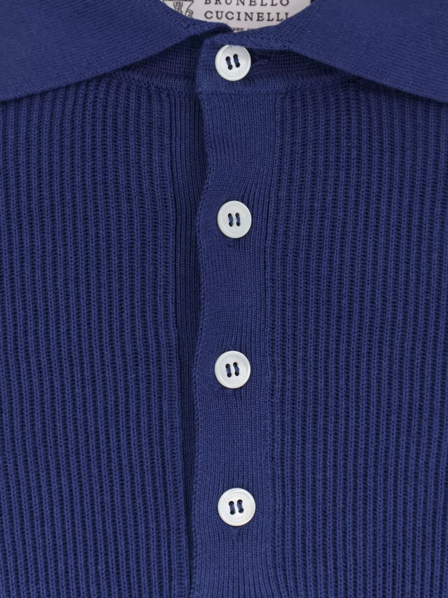 Brunello Cucinelli Ribbed Short-Sleeve Polo Shirt