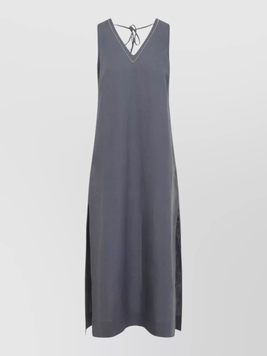 Peserico Linen Sleeveless V-Neck Midi Dress