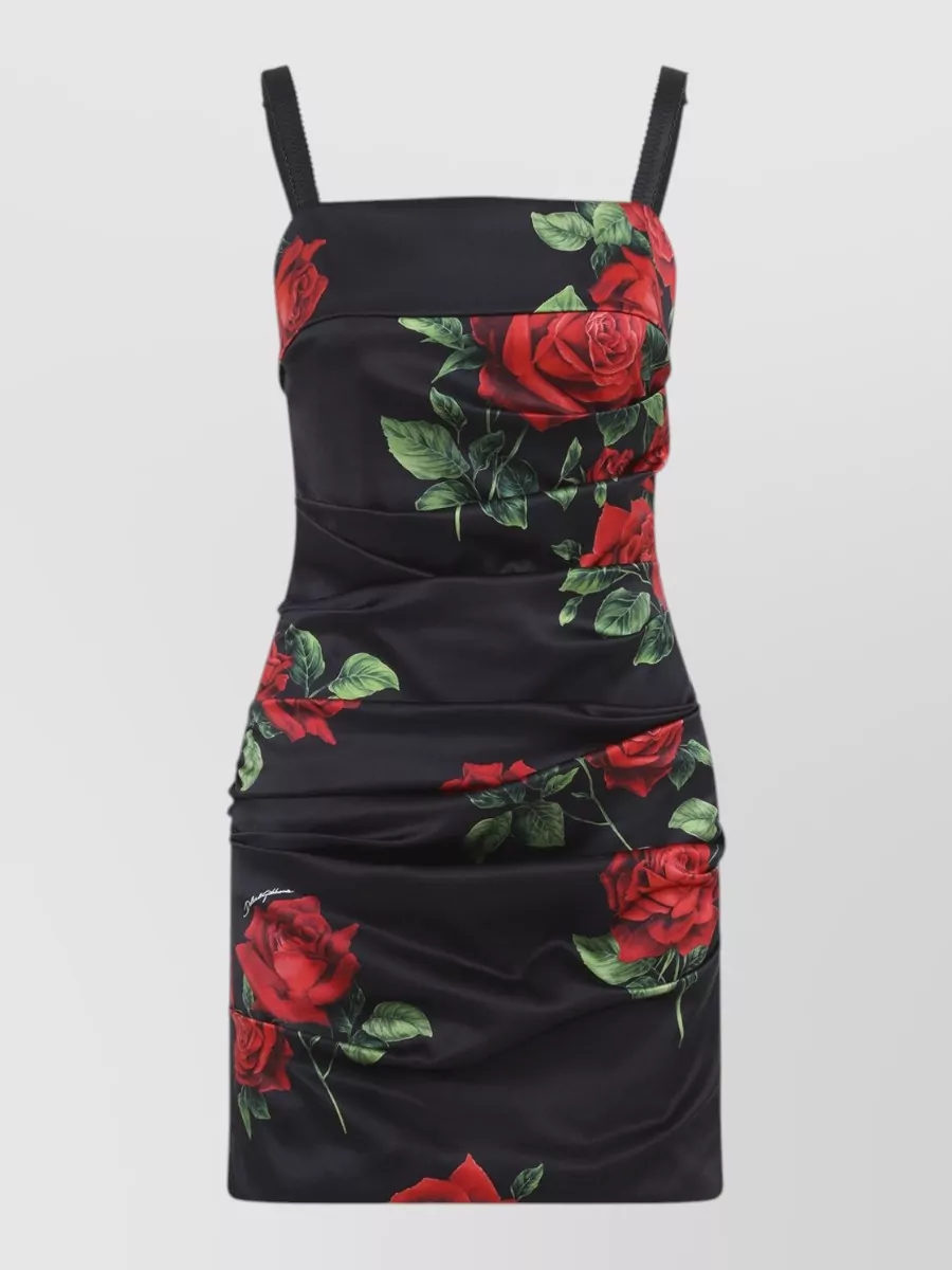 Dolce&Gabbana silk floral-print draped mini dress