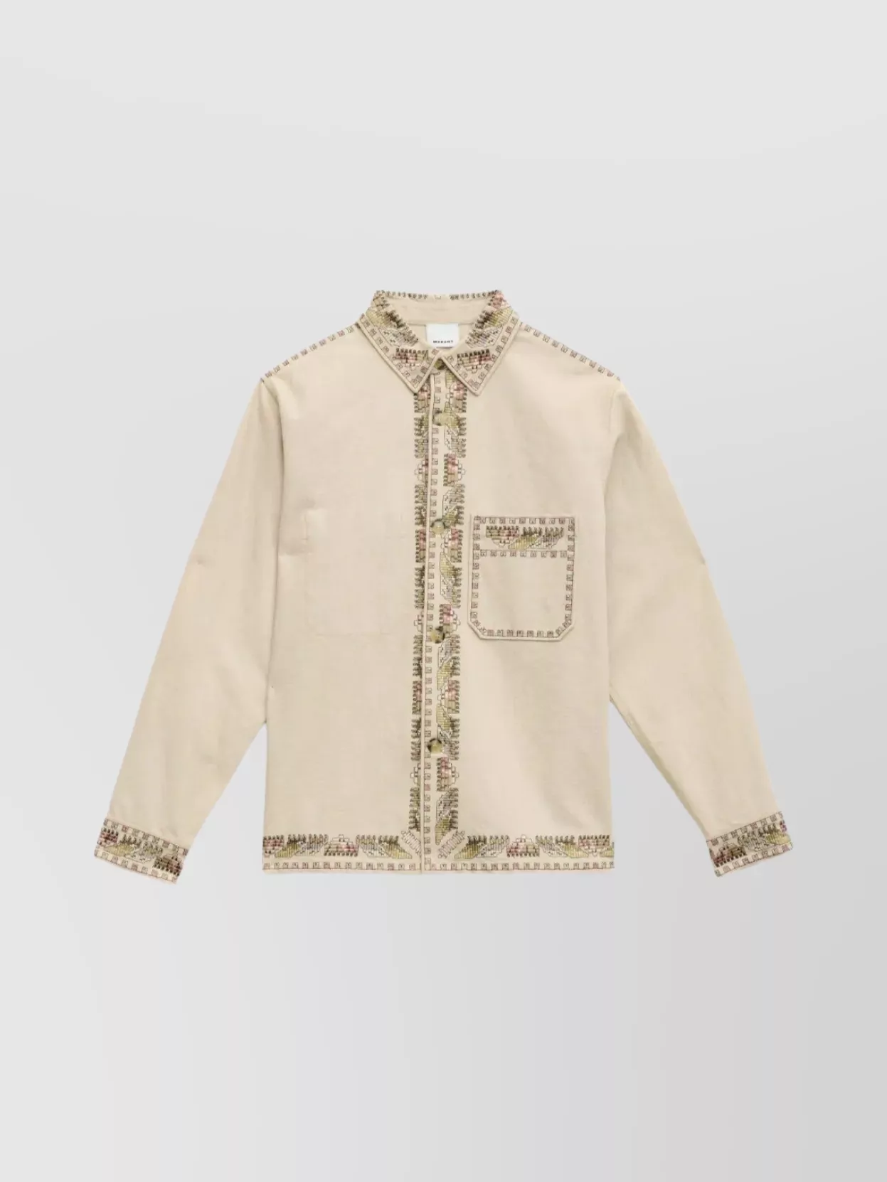 Isabel Marant Beaded Long Sleeve Jacket With Patch Pocket In Gold