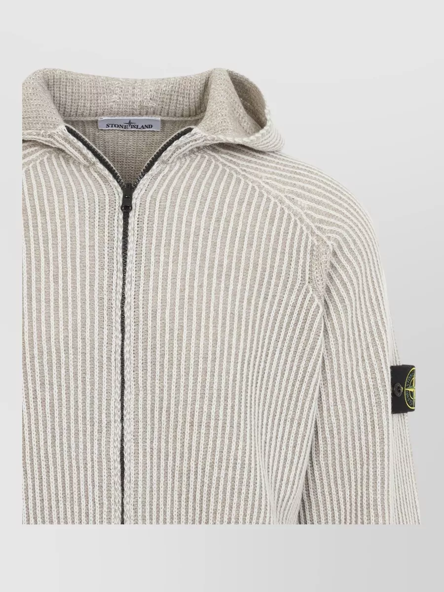Stone Island Cashmere Textured-Knit Zip-Up Hooded Jacket