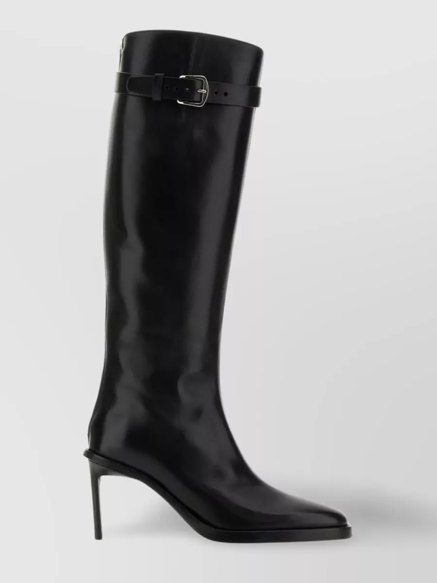 Shop Ann Demeulemeester Italian Heel Leather Knee Boots In Black