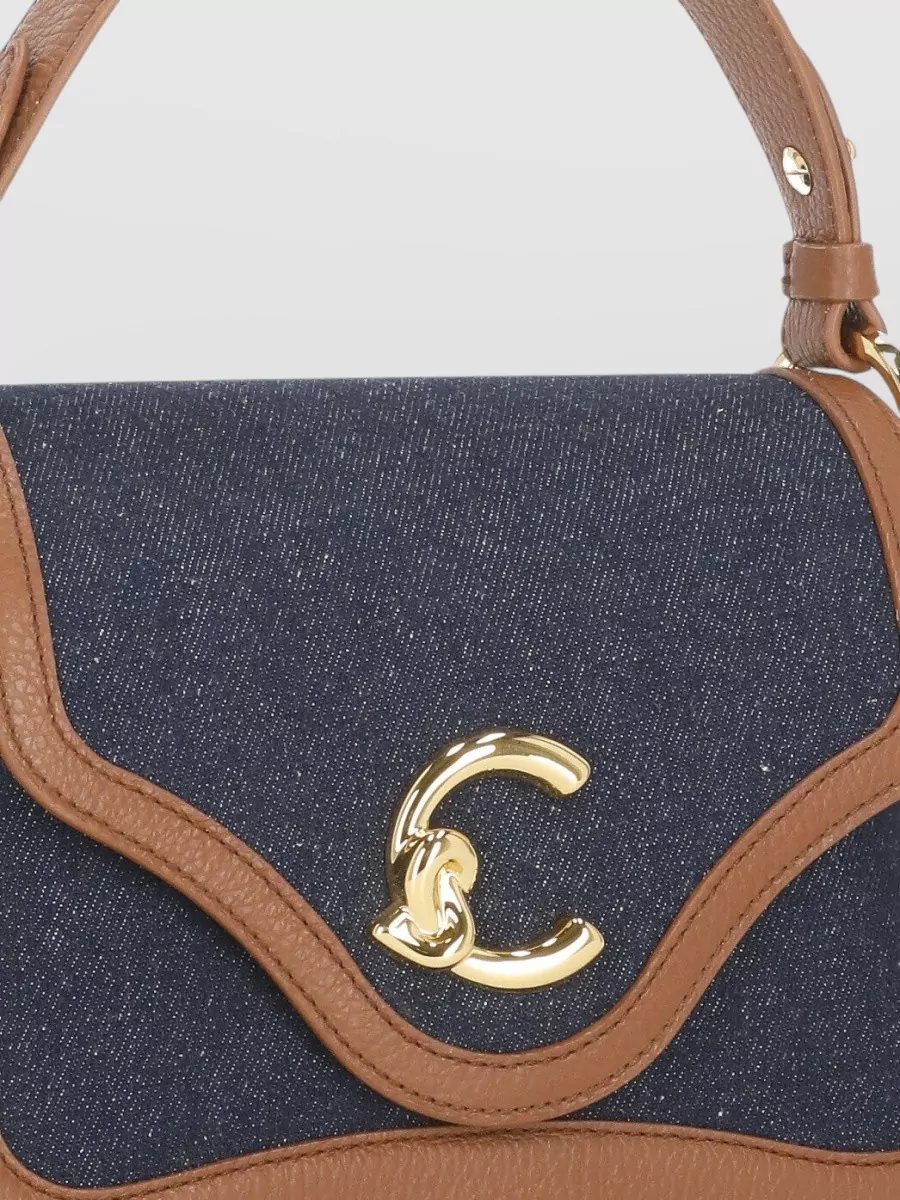 Coccinelle Denim And Leather Shoulder Bag With Gold Hardware