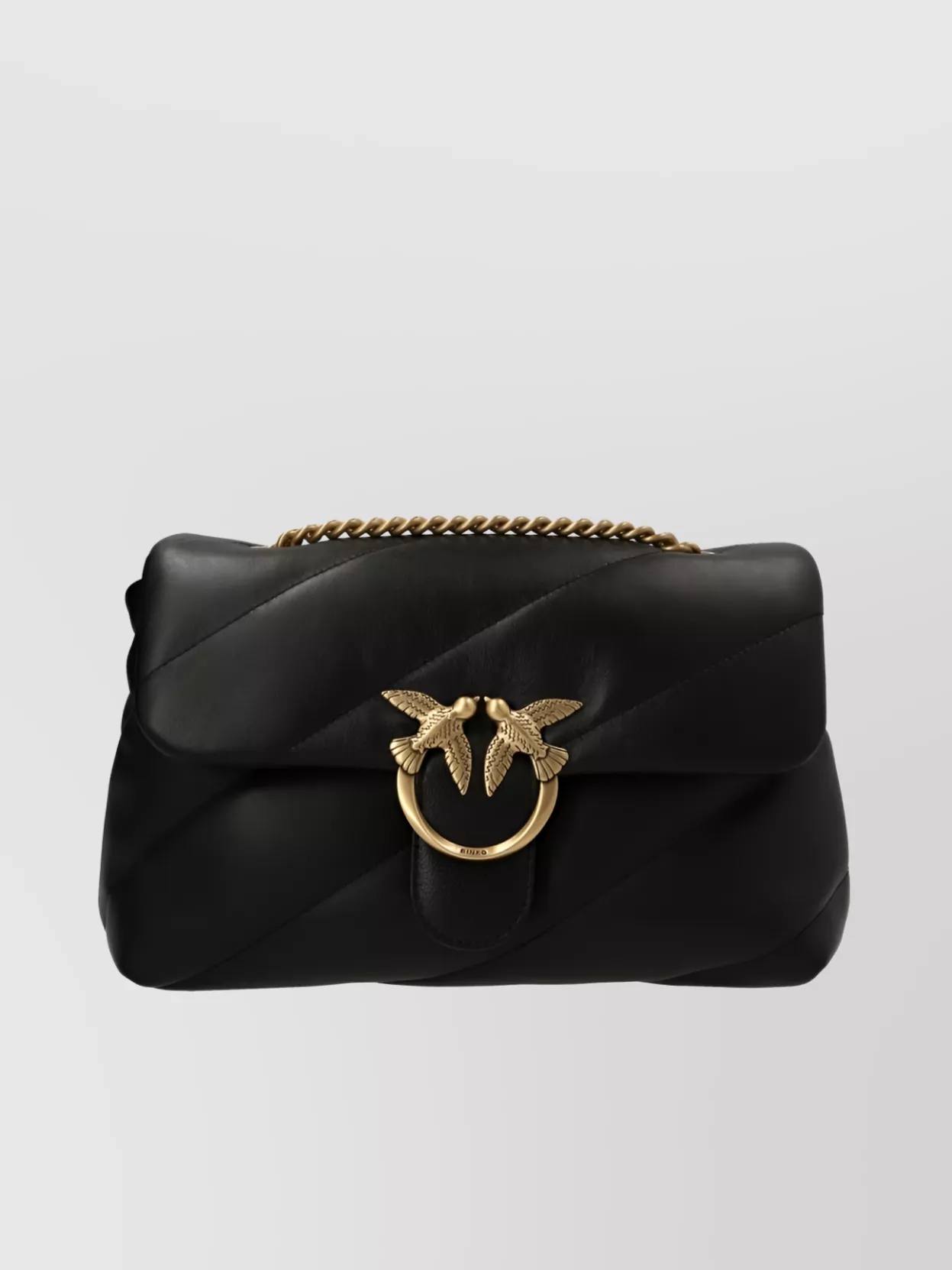 Shop Pinko Quilted Chain Shoulder Bag With Gold-tone Hardware In Black