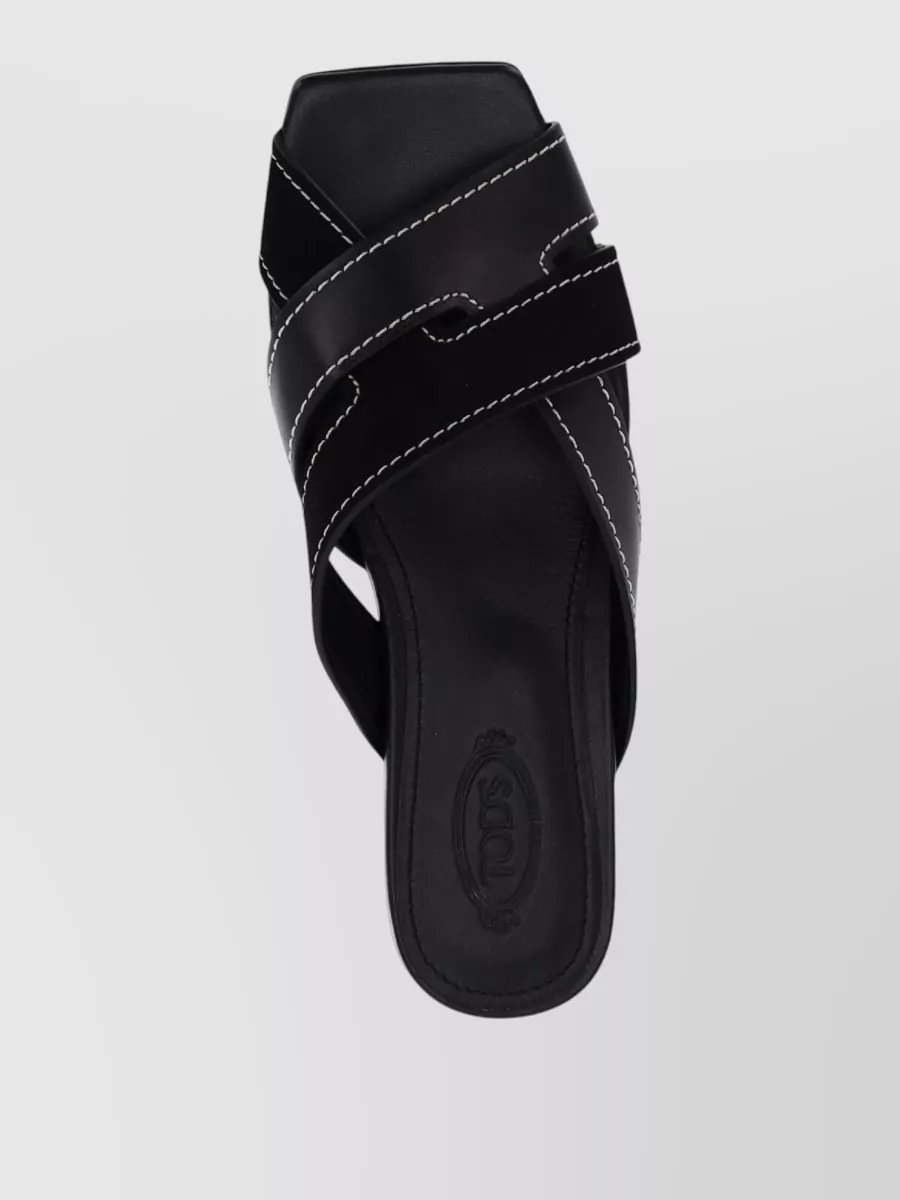 Tod's Sandals Open Toe Flat Sole Cross Strap