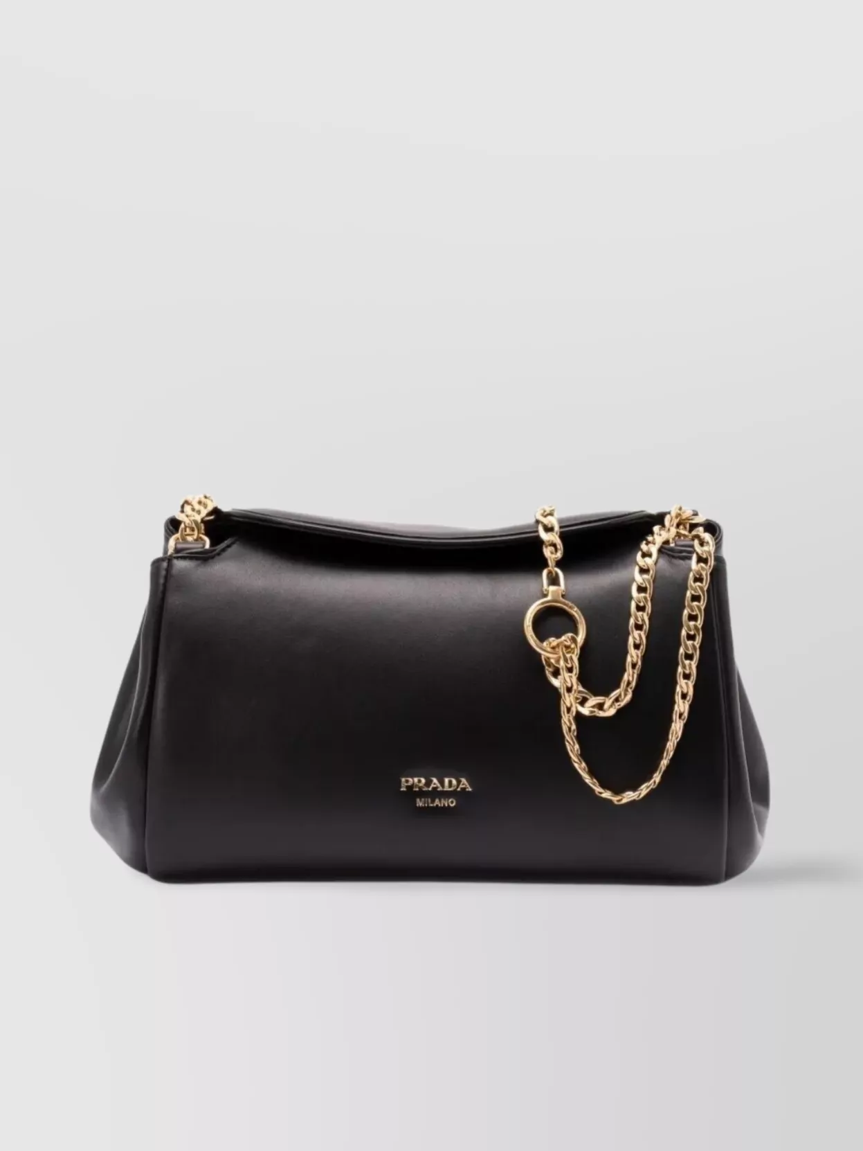 バッグ 1995-96 PRADA LEATHER CHAIN SHOULDER BAG Prada Prada Re-Edition 1995 Chaîne Re-Nylon Shoulder Bag