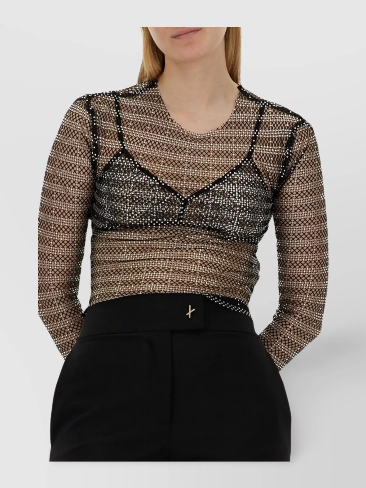 GENNY NETWORK CREW NECK MESH TOP