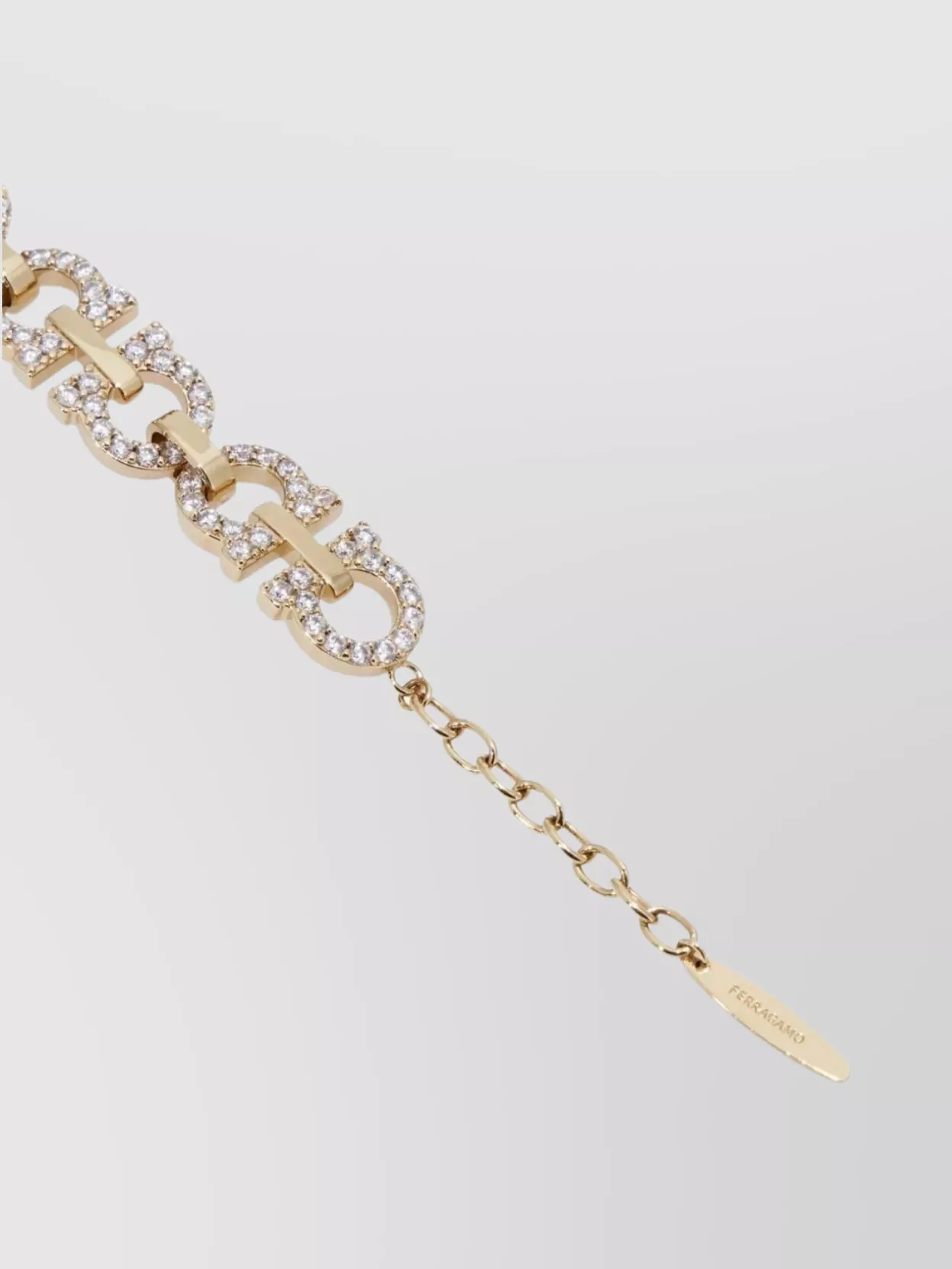 Ferragamo Crystal Embellished Gancini Bracelet In Gold