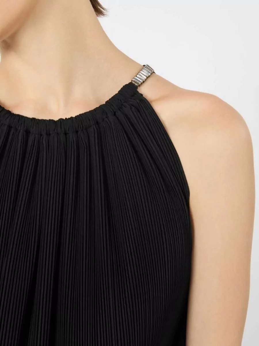Max Mara Silk Pleated Halterneck Sleeveless Mini Dress
