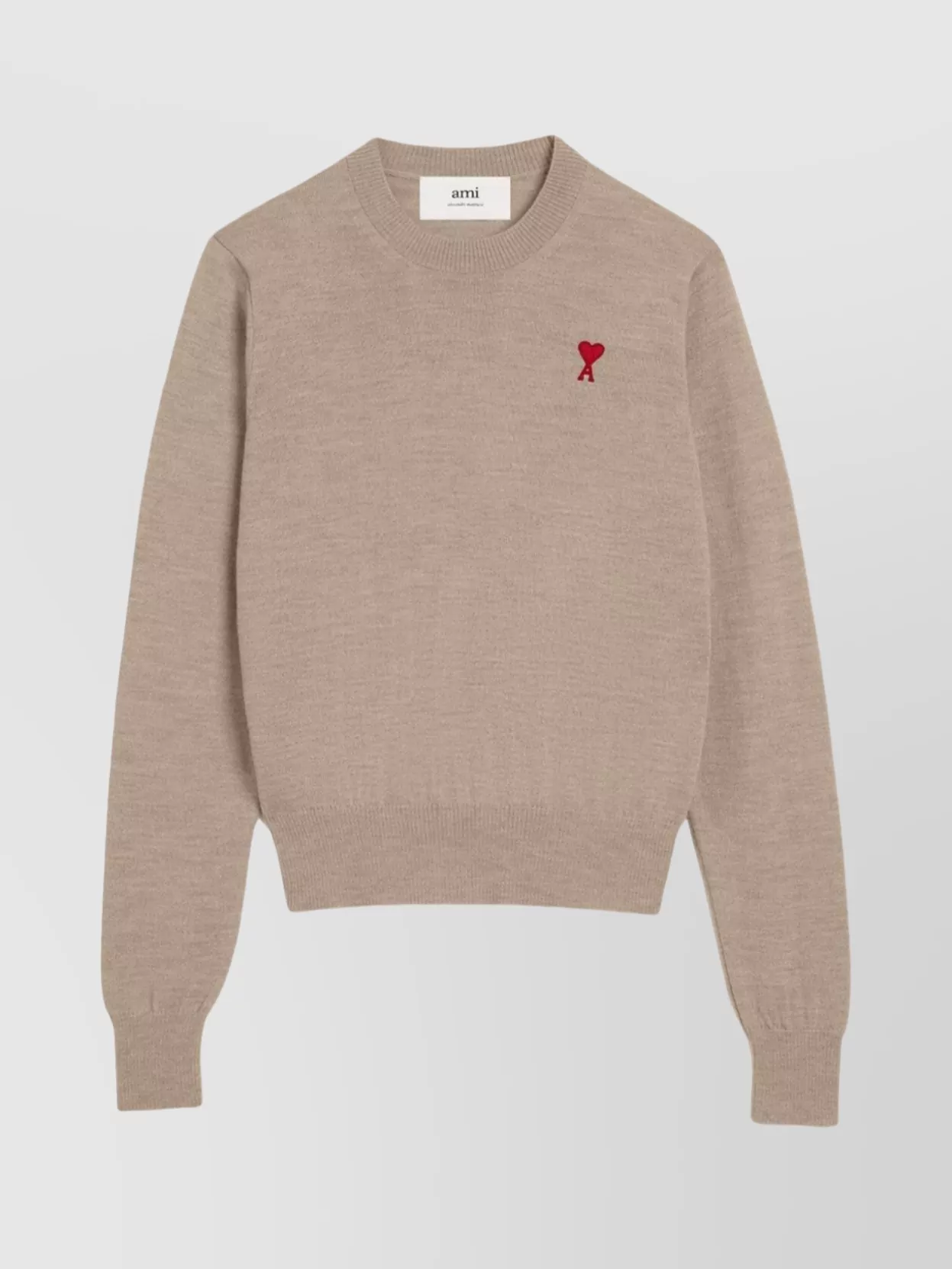 Shop Ami Alexandre Mattiussi Classic Ribbed Crewneck Knit Sweater