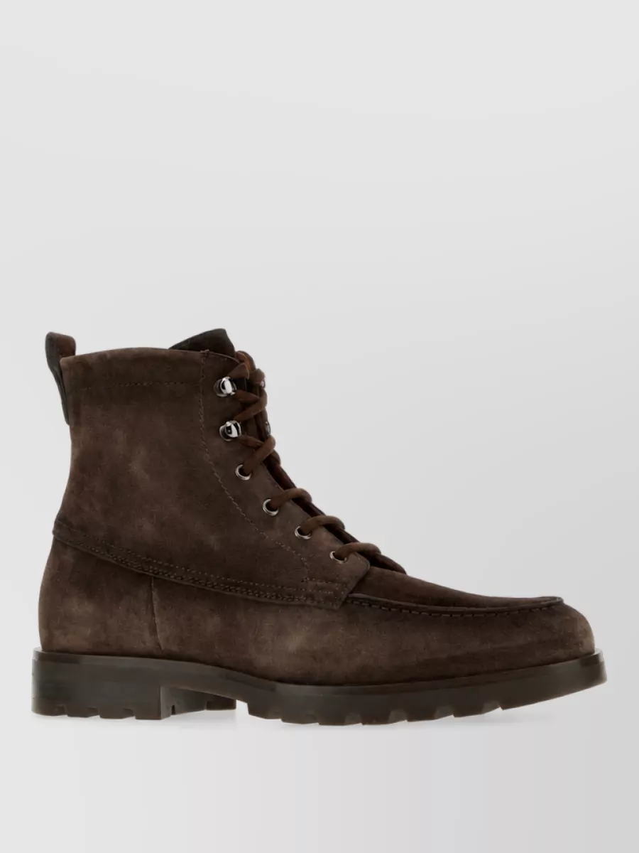 Santoni suede leather derby shoes