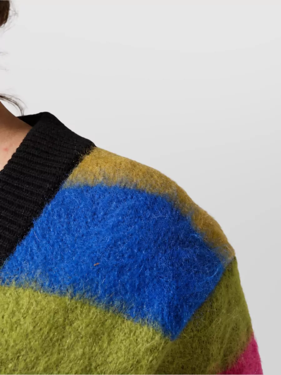 Dolce&Gabbana Cashmere Multicolor Striped V-Neck Jumper