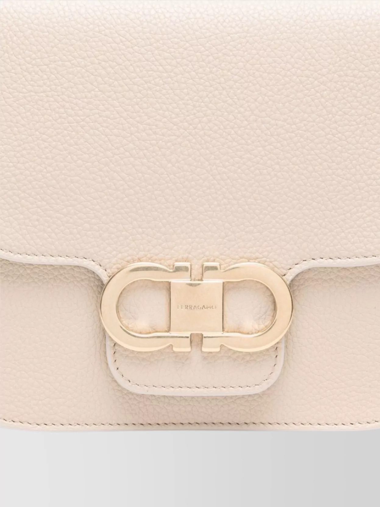 Shop Ferragamo Double Gancini Cross Body Flap Bag In Neutrals