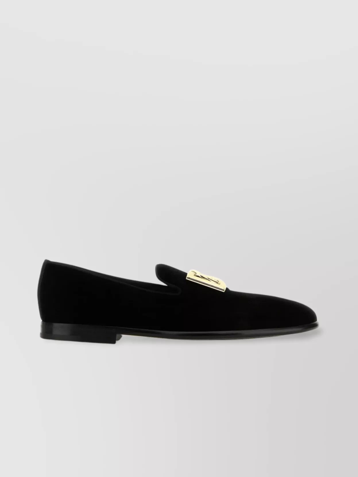 Shop Dolce & Gabbana Velvet Round Toe Loafers In Black