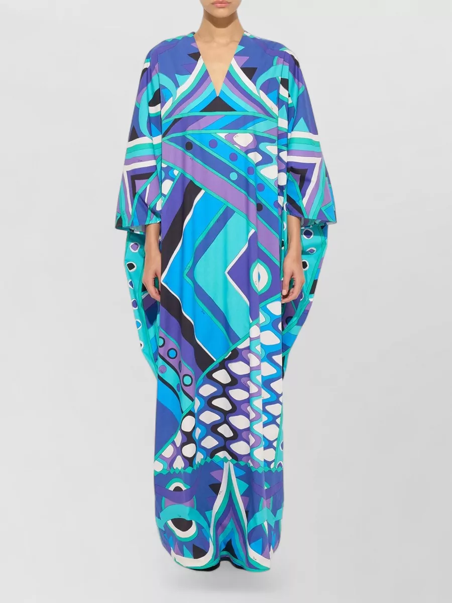 Pucci Long dress with geometric pattern and halter neck | The Fashion Square Pucci Long dress with geometric pattern and halter neck | The Fashion Square
