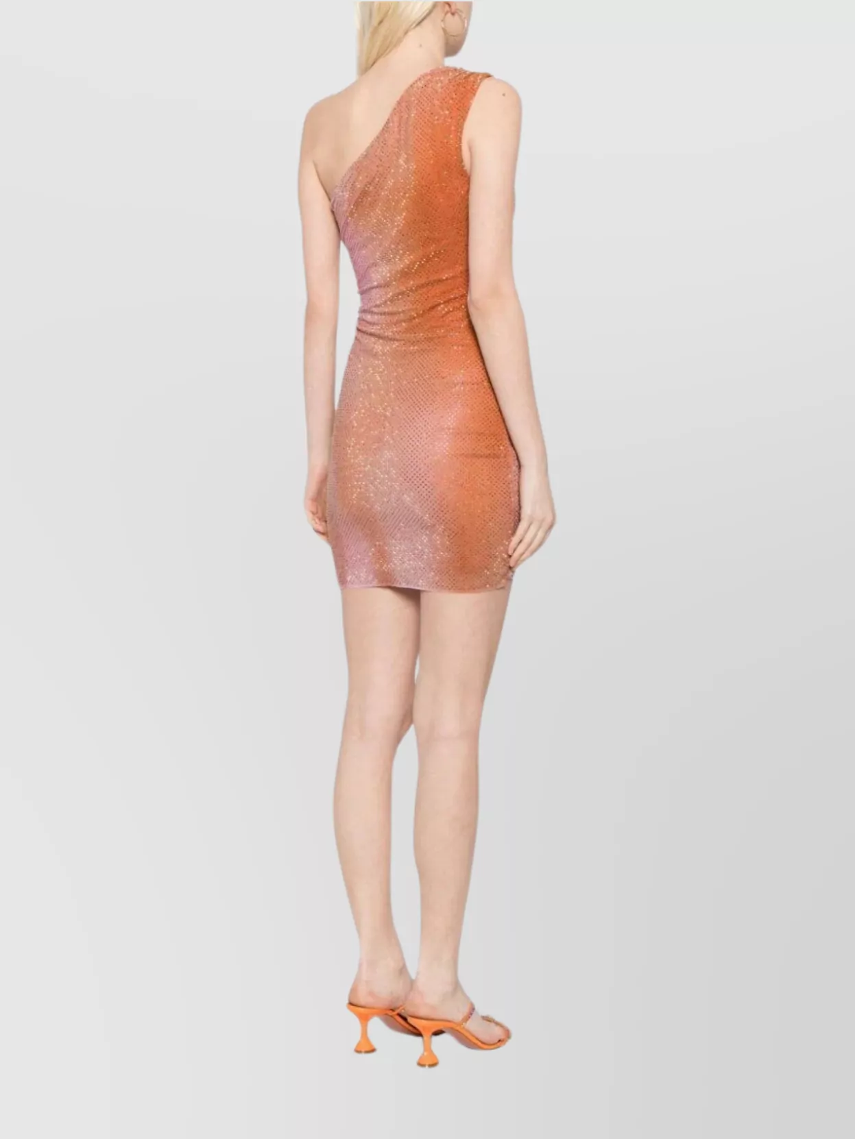 Self-Portrait Mesh Rhinestone Mini Dress With Asymmetric Hem