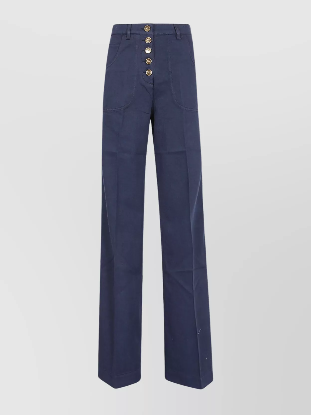 Shop Etro Embroidered Back Pocket High-waisted Wide Leg Trousers