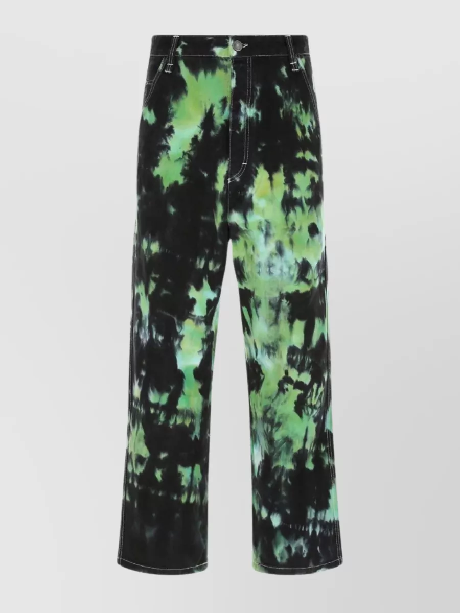Shop Ami Alexandre Mattiussi Vibrant Pattern Denim Trousers In Green