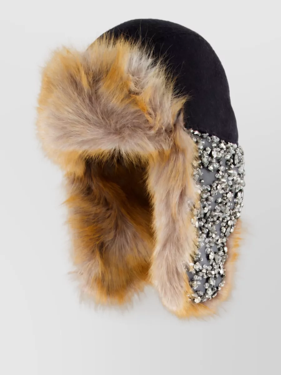 Miu Miu wool crystal-embellished trapper hat