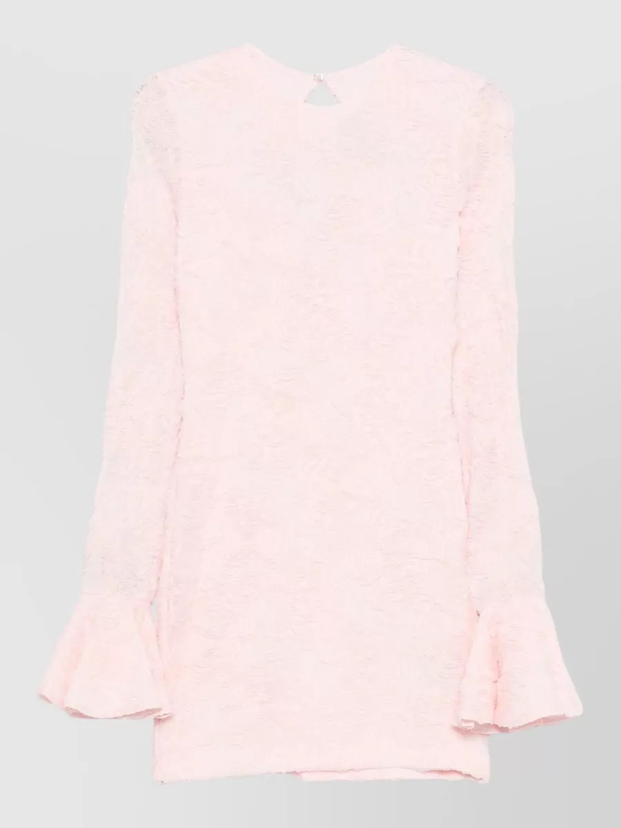 Rotate Mesh Floral-Motif Long-Sleeve Mini Dress