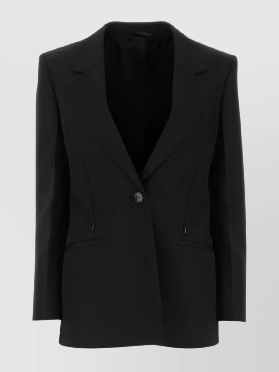 Shop Givenchy Structured Wool Blend Blazer With Padded Shoulders In Black