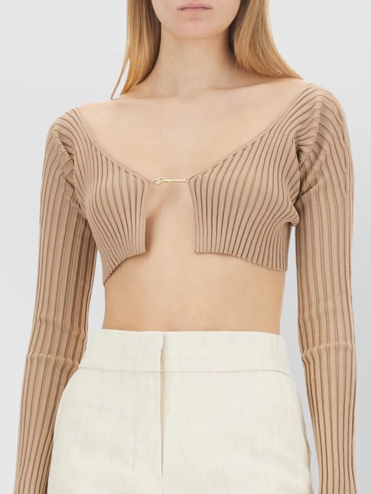Jacquemus Pralu Knit Cropped Cardigan With Ribbed Texture
