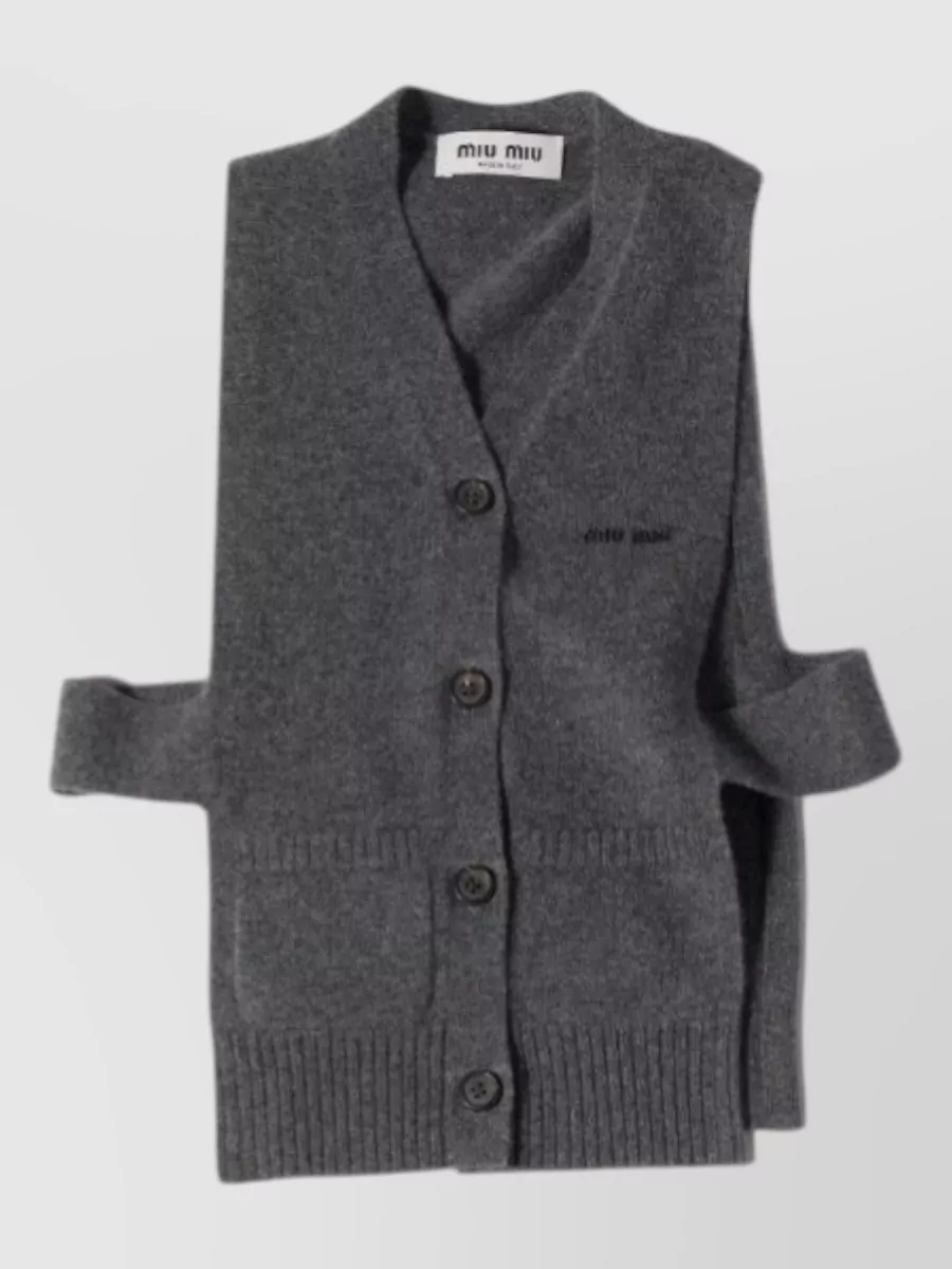 Miu Miu cashmere v-neck asymmetric cardigan vest