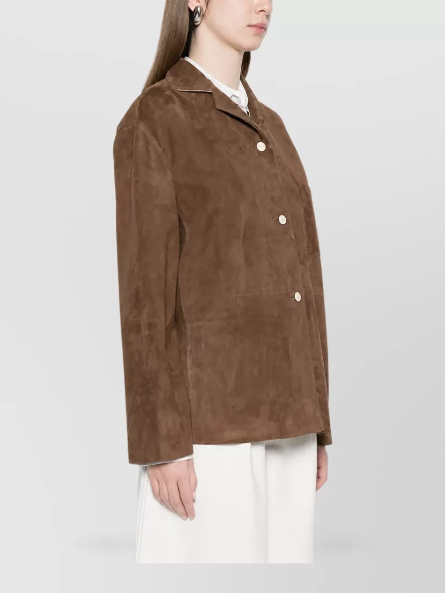 The Row Leather Single Breasted Coat